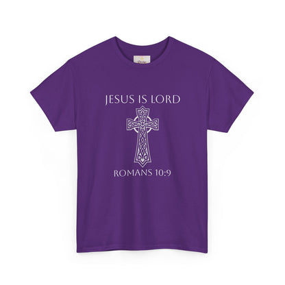 Women's Jesus is Lord Christian T-Shirt – Modern Cross Design (White Lettering)