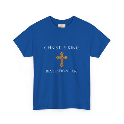 King of Kings, Lord of Lords Men’s Scripture Tee – Christ is King (Revelation 19:16) (White Lettering)