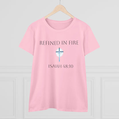 Refined in Fire – Isaiah 48:10 Christian Faith Tee (Dark Lettering)