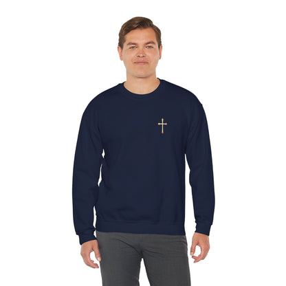 Men’s Elegance w/ Gold Cross Sweatshirt – Subtle Christian Faith Apparel