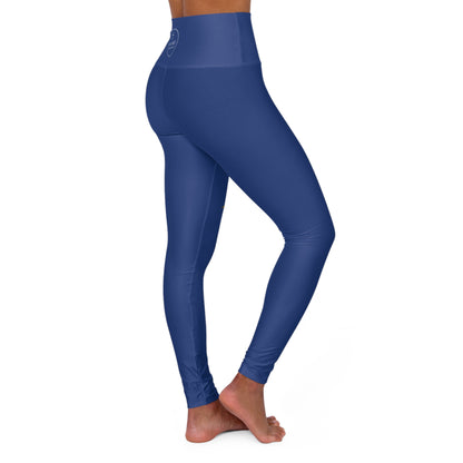 Chi Rho Women’s High-Waisted Yoga Leggings in Blue – Strength and Victory in Christ