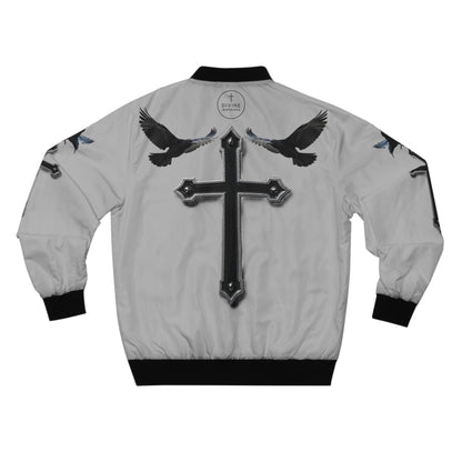 Faithful Guardians – Cross & Crows Men’s Bomber Jacket in Grey