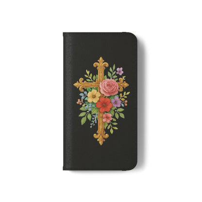 Floral Cross Wallet (black) Case for iPhone – Faith in Bloom