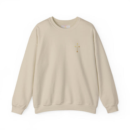 Men’s Elegance w/ Gold Cross Sweatshirt – Subtle Christian Faith Apparel