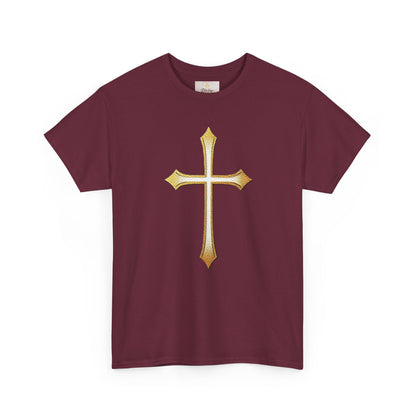 Men’s Gold Cross Tee – Christian Faith-Inspired Apparel