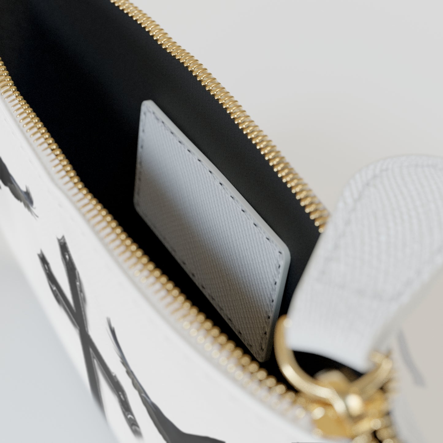 “Shadowed Faith” | Women’s Mini Clutch – Black Cross with Flanking Crows