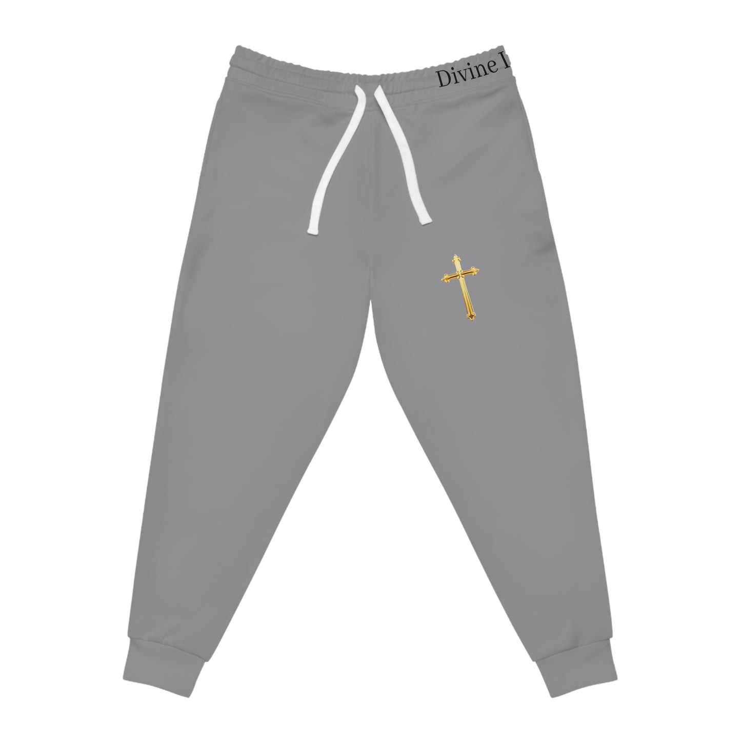 Golden Grace Women's Jogging Pants in Grey with Gold Cross Design