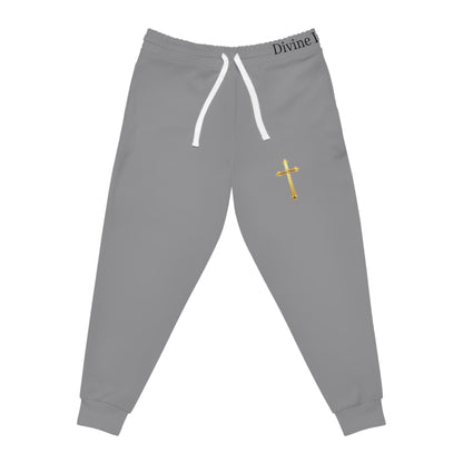 Golden Grace Women's Jogging Pants in Grey with Gold Cross Design