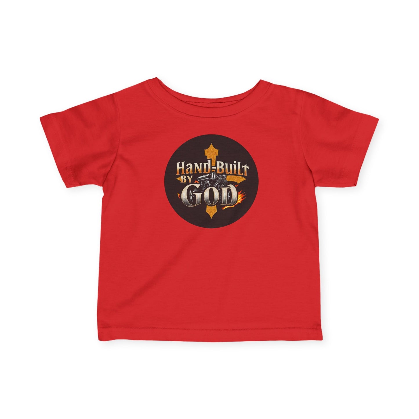 “Hand Built By God” Infant Boys Christian T-Shirt – Faith-Inspired Baby Tee