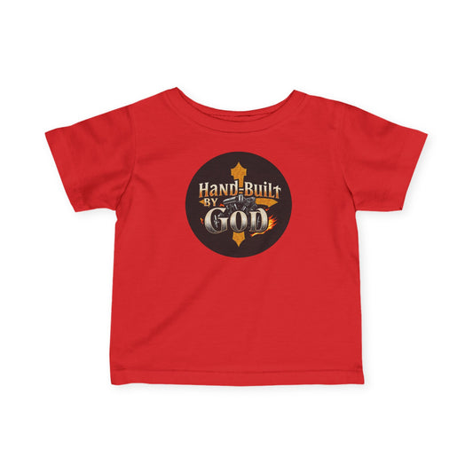 “Hand Built By God” Infant Boys Christian T-Shirt – Faith-Inspired Baby Tee
