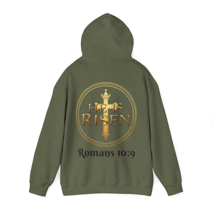 He Is Risen Christian Hoodie – Men’s Bold Faith Streetwear (Dark Lettering)