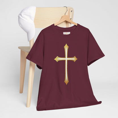 Men’s Gold Cross Tee – Christian Faith-Inspired Apparel