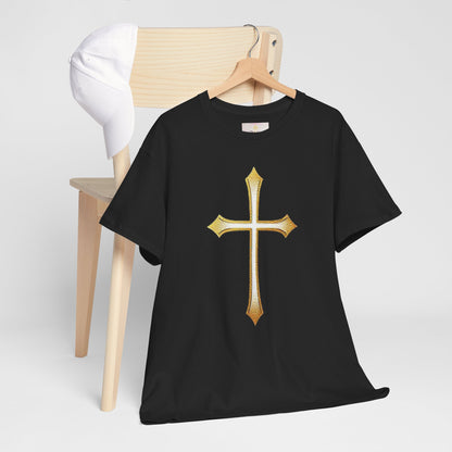 Men’s Gold Cross Tee – Christian Faith-Inspired Apparel