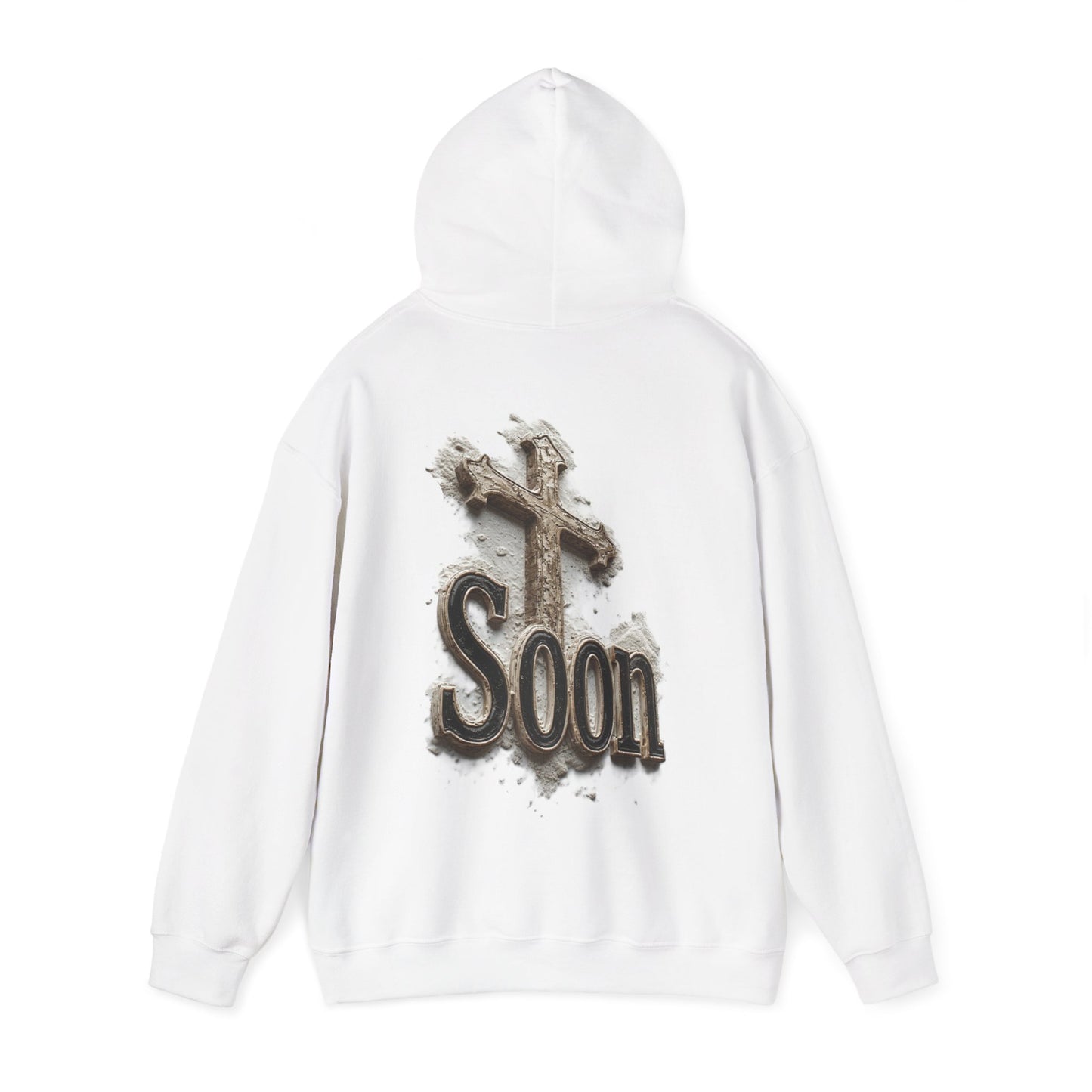 Soon: Revelation 22:12 Cross Hoodie – Men’s Christian Faithwear (Dark Lettering)