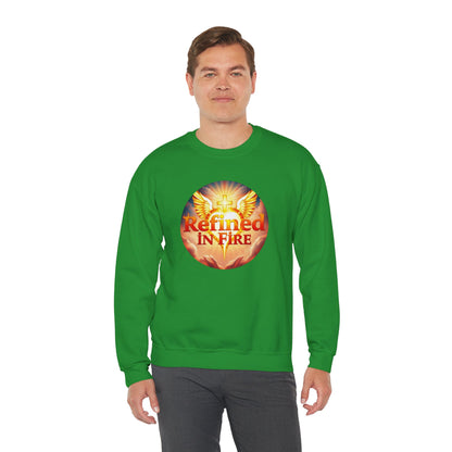 Men’s “Refined in Fire” Christian Sweatshirt – Bold Flame Design Pullover