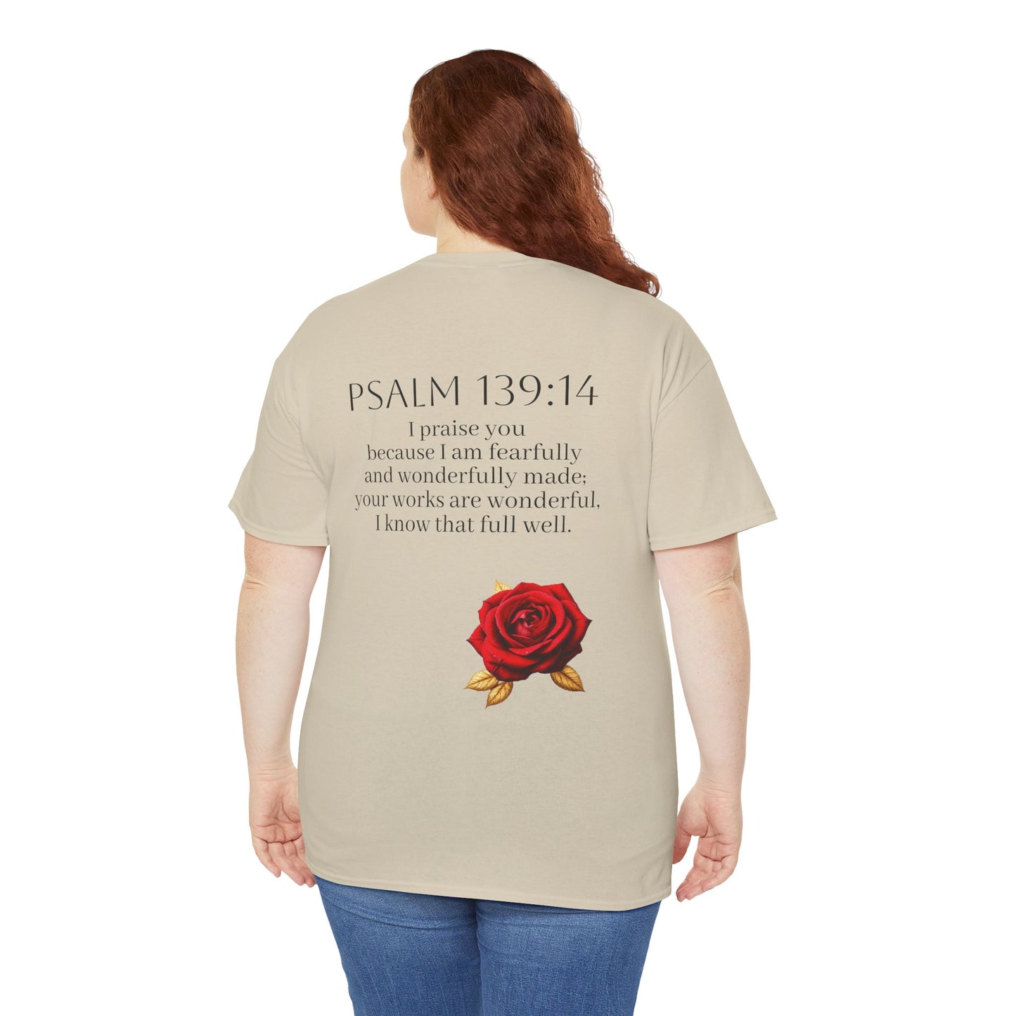 Handcrafted by God (Rose) - Woman's Christian T-Shirt (Dark Lettering)