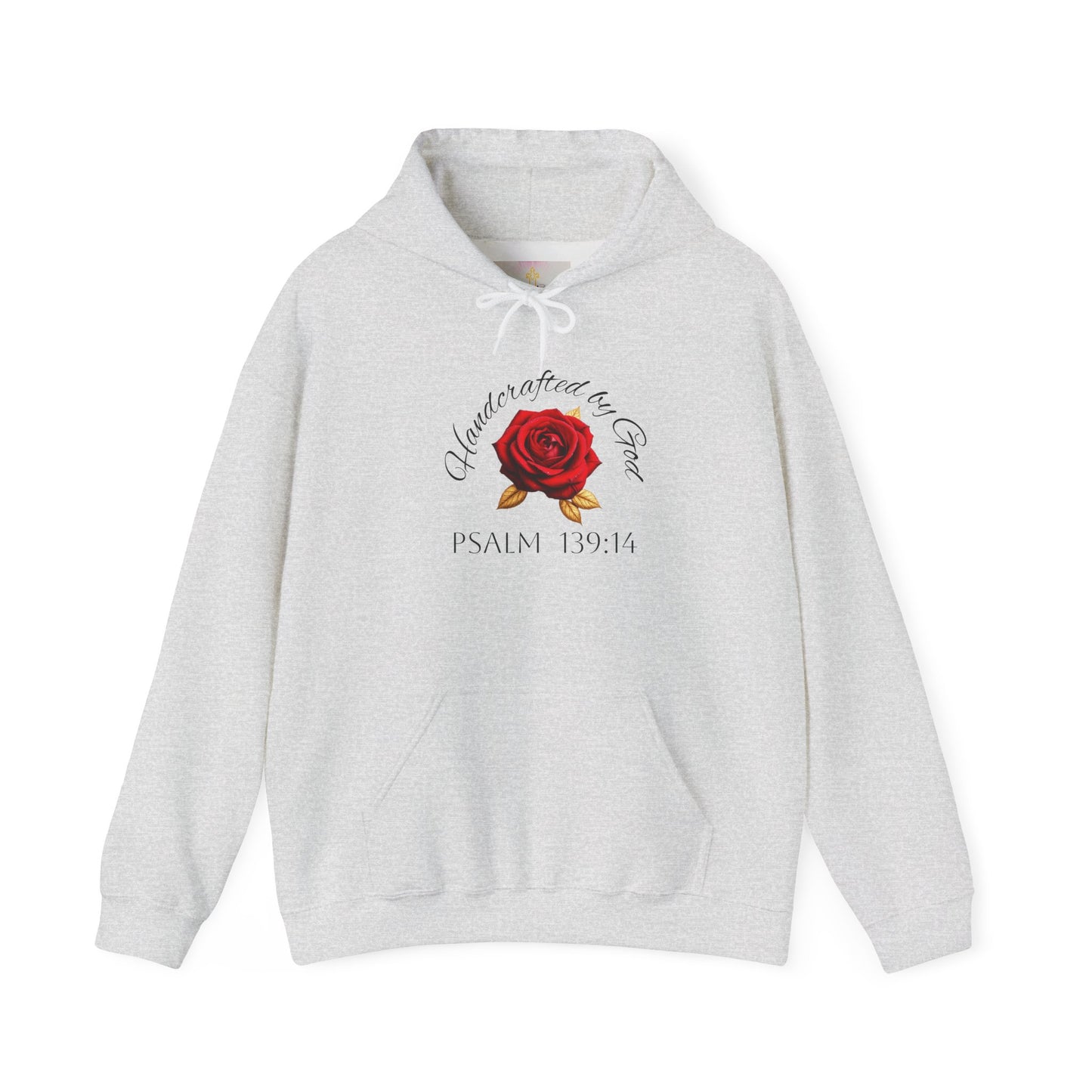 Handcrafted by God Rose Women's Hoodie – Christian Apparel (Dark Lettering)