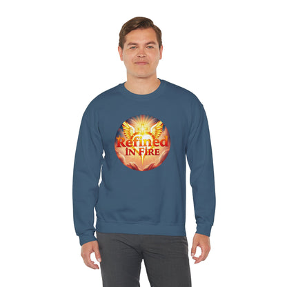 Men’s “Refined in Fire” Christian Sweatshirt – Bold Flame Design Pullover