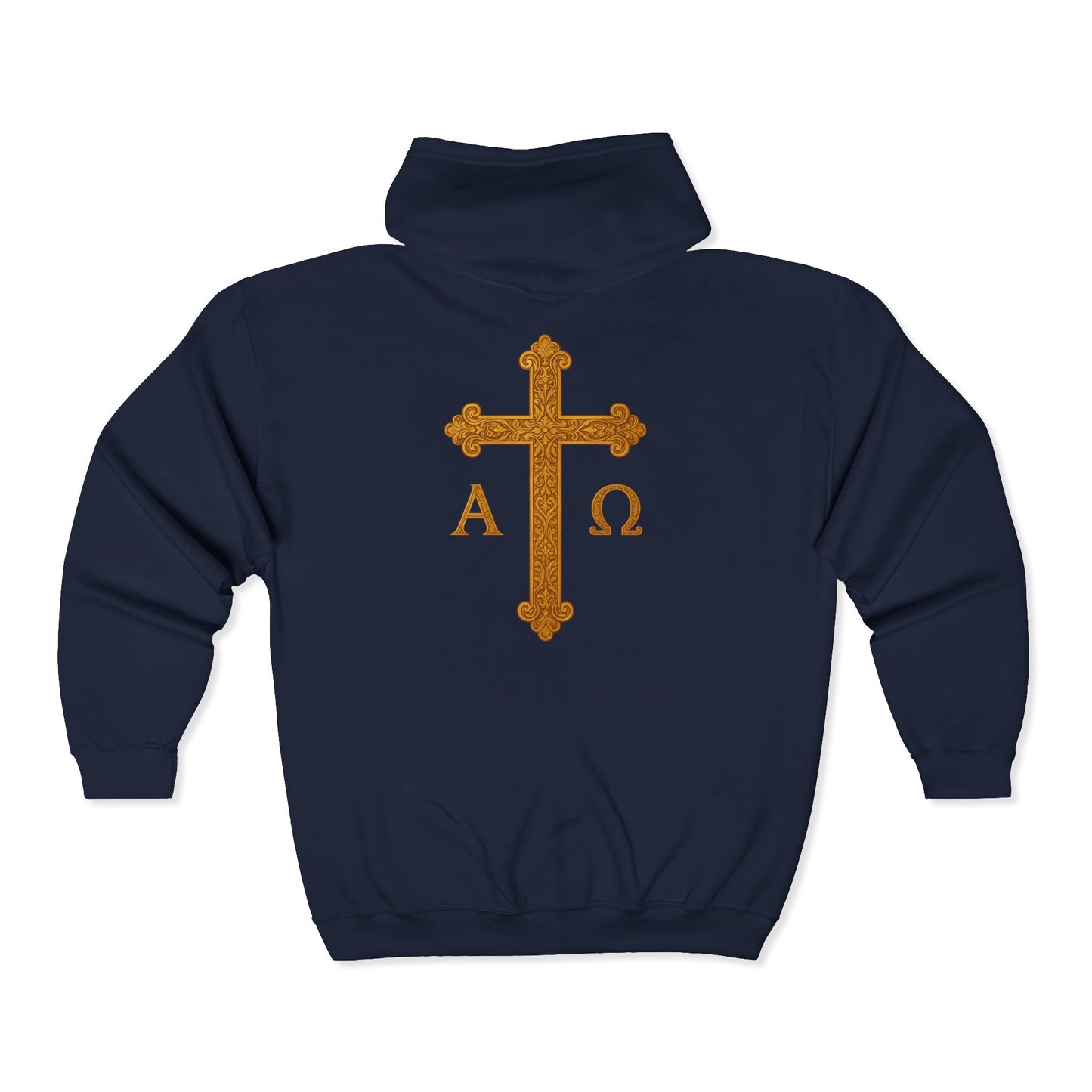Men’s Alpha & Omega Zip-Up Hoodie – Spiritual Strength & Comfort