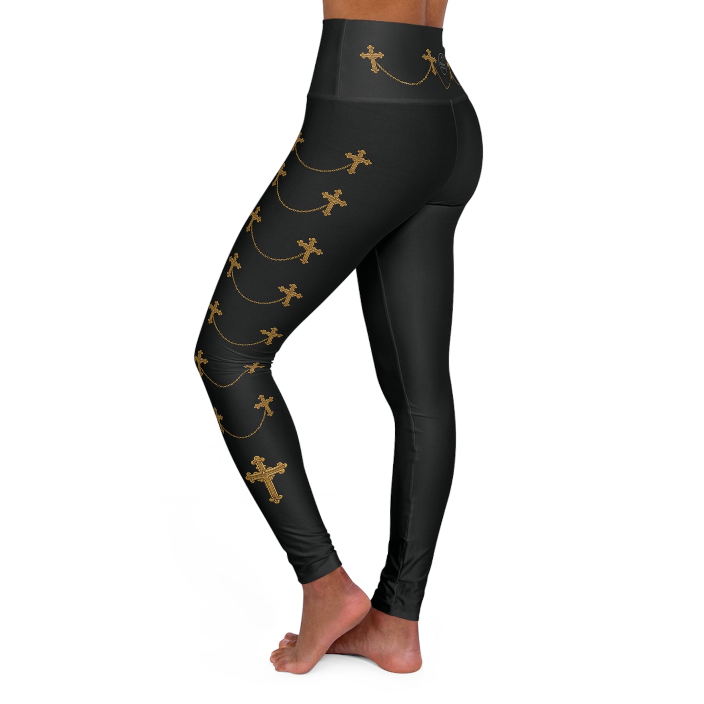Golden Covenant Women’s High-Waisted Yoga Leggings in Black - Christian Apparel