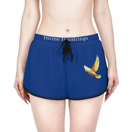 Peaceful Spirit Women's Shorts in Blue with Dove in Flight Design