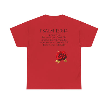 Handcrafted by God (Rose) - Woman's Christian T-Shirt (Dark Lettering)