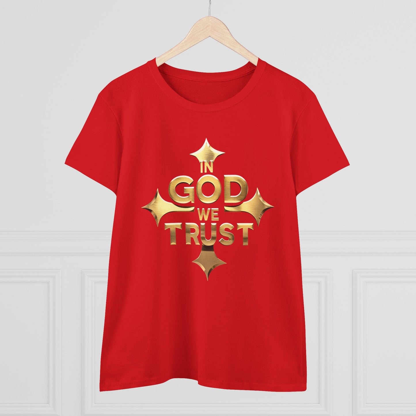 Grace & Glory – Women’s “In God We Trust” Cross Tee