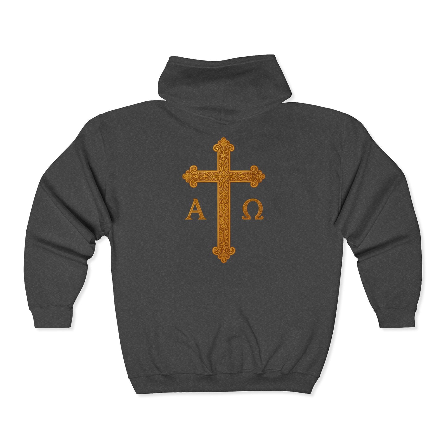 Men’s Alpha & Omega Zip-Up Hoodie – Spiritual Strength & Comfort