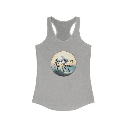 Women’s Racerback Faith Tank – Love Leaves No Room For Hate Dove & Scripture-Inspired Design