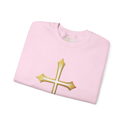 Women’s Gold Cross Sweatshirt – Christian Faith Apparel