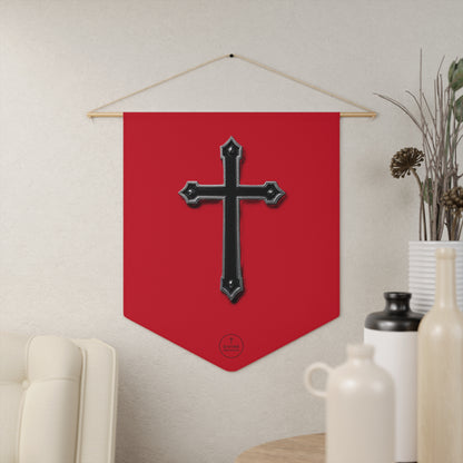 At the Foot of the Cross Pennant Banner in Red – Black Cross Design