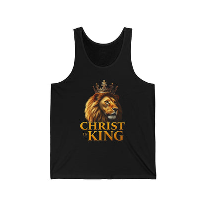 Christ is King – Men’s Christian Tank Top with Lion & Cross Design