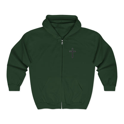 Men’s Black Cross Zip-Up Hoodie – Everyday Faith & Comfort