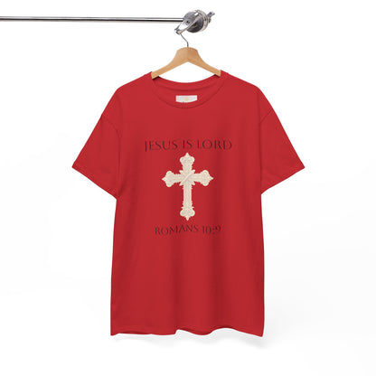 Speak It. Believe It. Saved. – Women’s Jesus Is Lord Tee (Romans 10:9) (White Lettering)