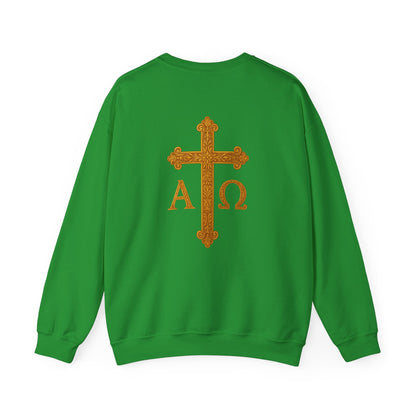 Christ is King – Men’s Christian Sweatshirt with Crowned Lion & Cross