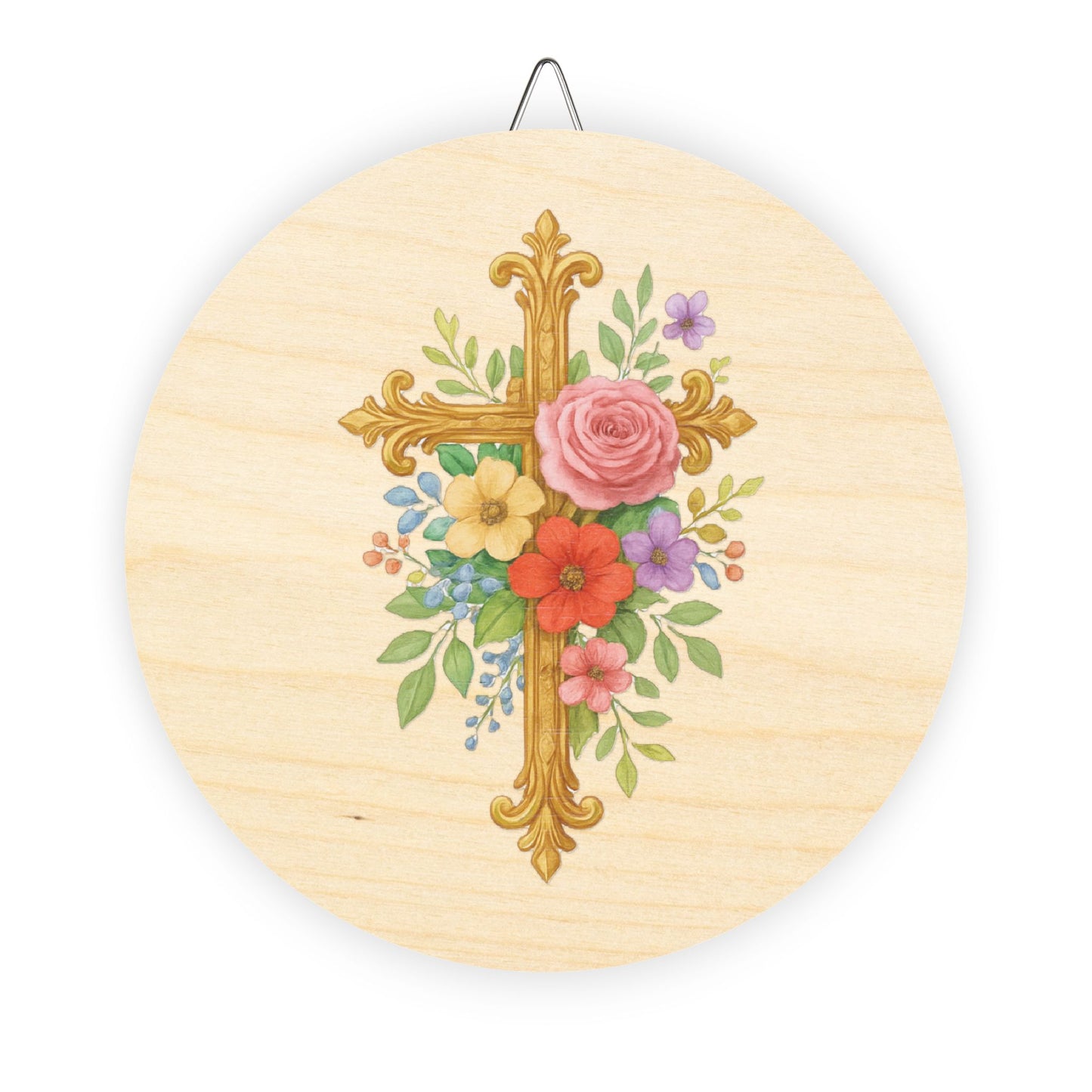 Floral Cross Wood Sign – Rustic Christian Home Décor