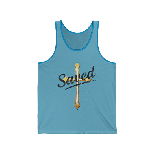 Saved Men’s Tank Top – Christian Faith Apparel with Cross Design