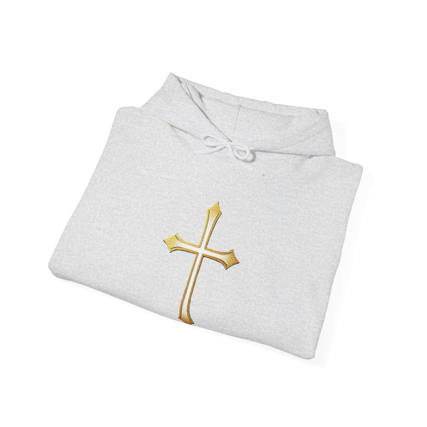 Men’s Gold Cross Hoodie – Bold Christian Faith Hoodie with Front & Back Design