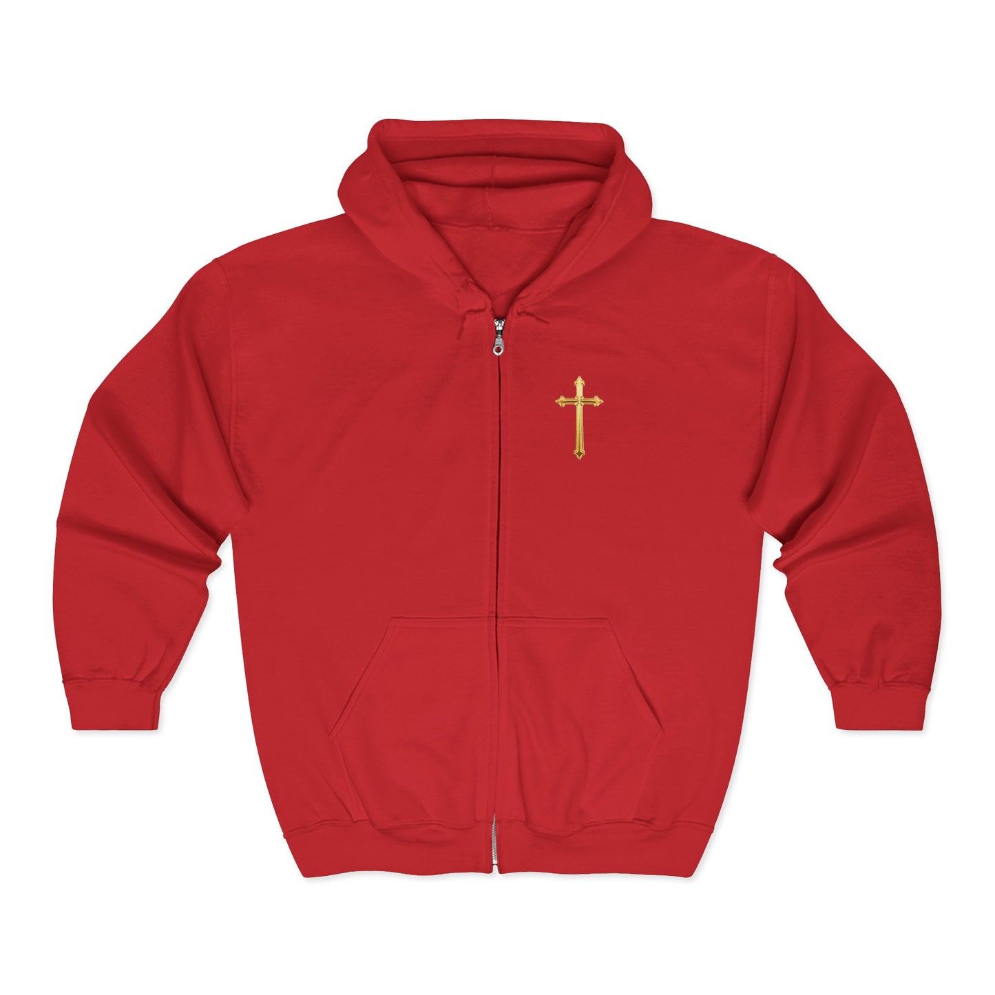 Golden Grace Women's Zip-Up Hoodie with Gold Cross Design