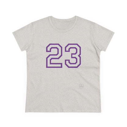 Psalm 23 Women’s Tee – Inspired Sports-Style Shirt (Purple Numbering)