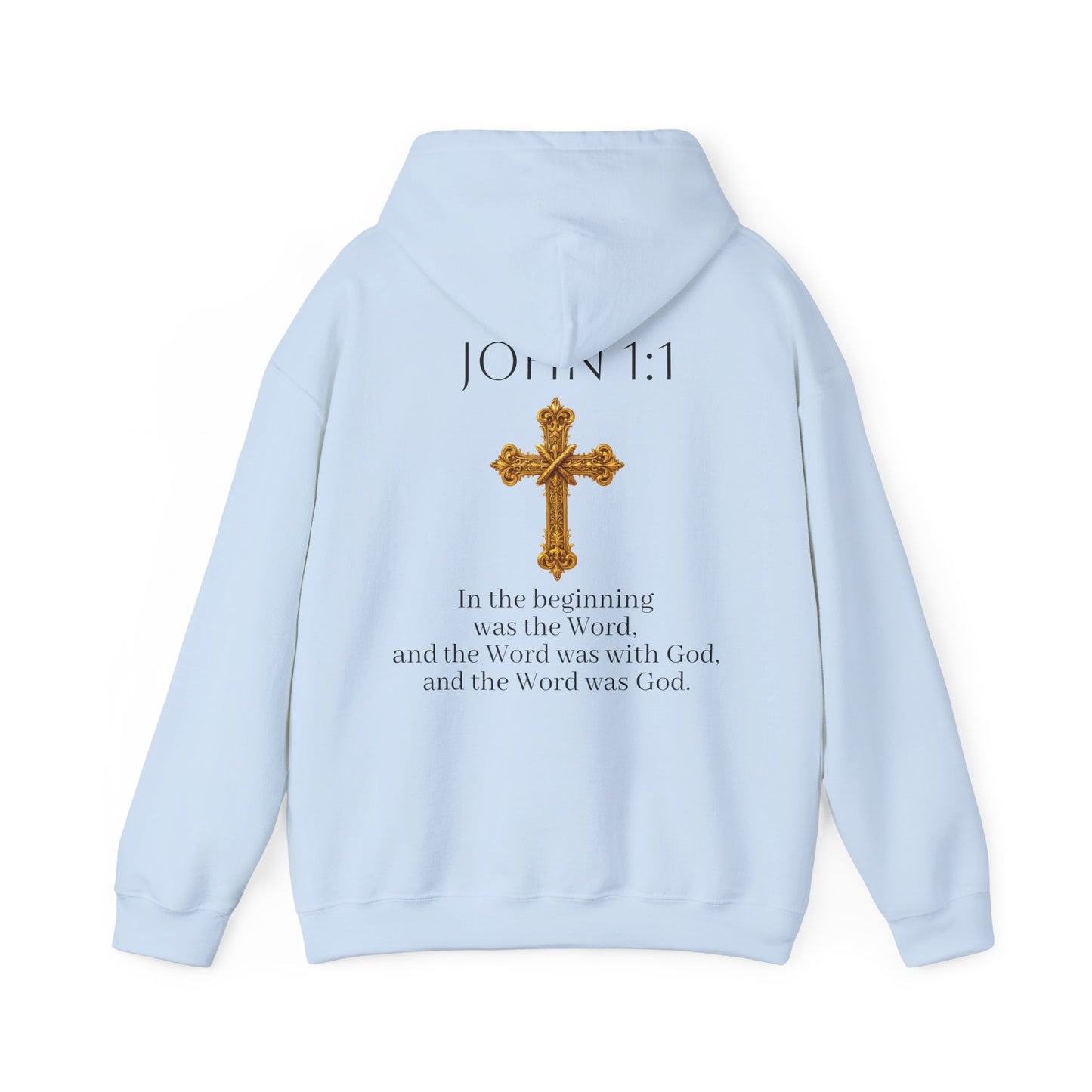 “The Word Eternal” – Women’s Christian Hoodie with Bold Dark Lettering (John 1:1)