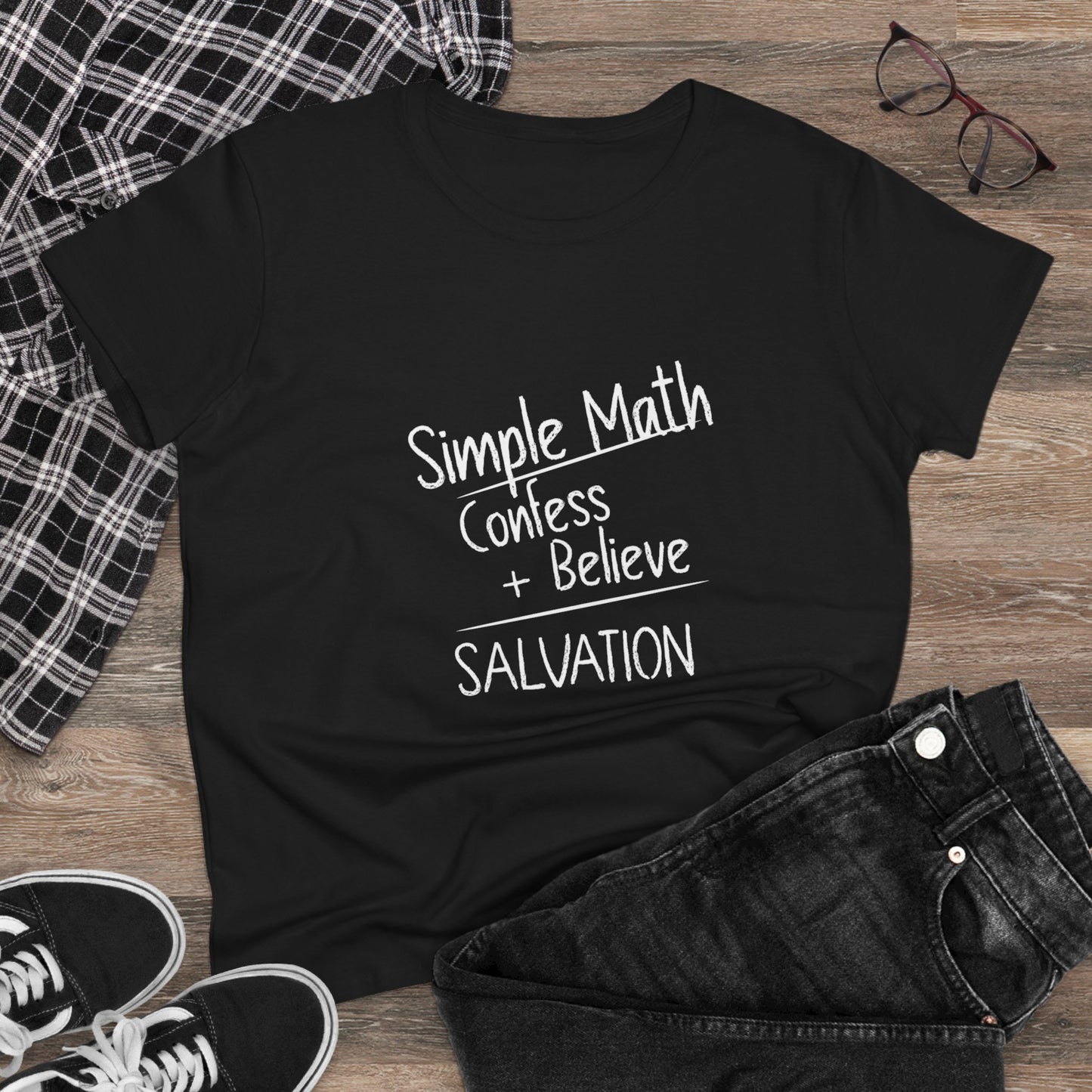 Simple Math Women’s T-Shirt – Bold Faith (White Chalk)