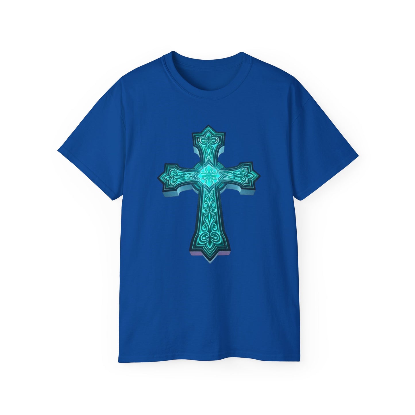 Men’s Beacon of Faith Tee – Luminous Cross Christian T-Shirt