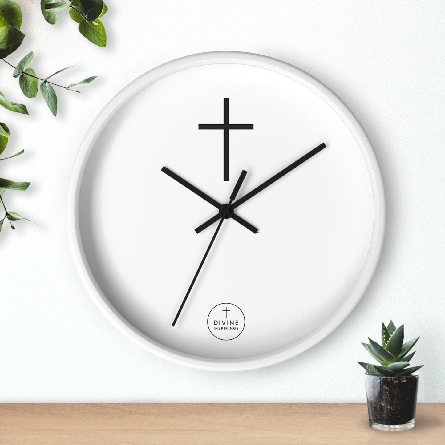 Minimalist Black Cross Wall Clock – Elegant Christian Home Decor