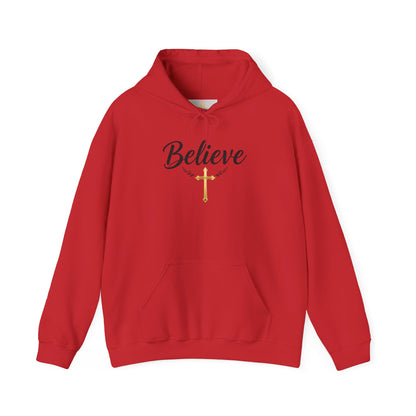 Believe - Women's Christian Hoodie with Golden Cross