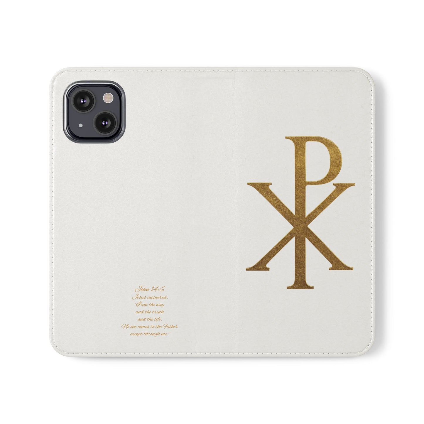 White Chi Rho Folding Case for iPhone – Faith in Every Step