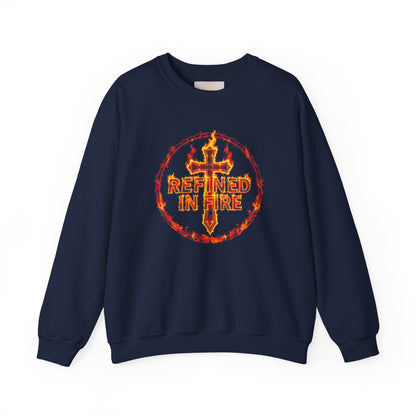 Women’s “Refined in Fire” Christian Sweatshirt – Bold Flame Design Pullover