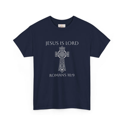 Women's Jesus is Lord Christian T-Shirt – Modern Cross Design (White Lettering)