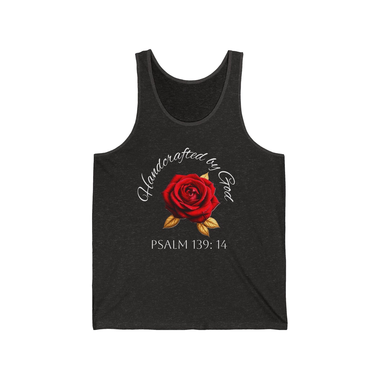 Handcrafted by God Rose Tank – White Lettering, Psalm 139:14