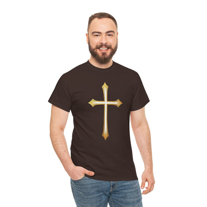 Men’s Gold Cross Tee – Christian Faith-Inspired Apparel